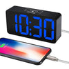 DreamSky Compact Digital Alarm Clock with USB Port for Charging, 0-100% Adjustable Brightness Dimmer, Blue Bold Digit Display, Adjustable Alarm Volume, 12/24Hr, Snooze, Bedroom Desk Alarm Clock.