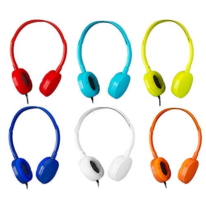 YMJ Bulk Headphones 6 Pack School Headphones for Kids (6 Colors) Kids Headphones for School,Classroom, Libraries, Laboratories (Color Mixed)