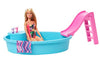 Barbie Doll and Pool Playset with Pink Slide, Beverage Accessories and Towel, Blonde Doll in Tropical Swimsuit