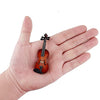 Dselvgvu Wooden Miniature Violin with Stand,Bow and Case Mini Musical Instrument Miniature Dollhouse Model Home Decoration (3.15