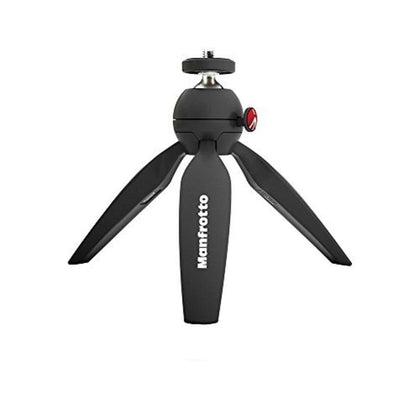 Manfrotto MTPIXIMII-B, PIXI Mini Tripod with Handgrip for Compact System Cameras, for DSLR, Mirrorless, Video, Made in Italy, Technopolymer and Aluminum, Black