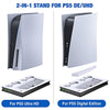 PS5 Accessories PS5 Stand for Digital/Disc Console, PS5 Cooling Station Incl. 3 Level Cooling Fan, 3 USB Hub, Headset Holder, Media Slot, Dual Playsation 5 Controller Charging Station for Dua-Sense