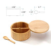 KITCHENDAO Bamboo Salt and Pepper Bowl Box Cellar Container Divided, Built-in Serving Spoon to Avoid Dust, Swivel Lid to Keep Dry, Sea Salt Spice Seasoning Keeper Holder, Dual 7 Ounce Capacity