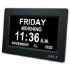 SSYA [Newest Version] 7 Inch Calendar Clock - 12 Alarm Options, Level 5 Auto Dimmable Display,Extra Large Impaired Vision Digital Clock with Non-Abbreviated Day & Month Alarm Clock (7 inch)