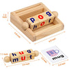 Montessori Toys for Toddlers 2 3 4 Years Old Wooden Reading Blocks Flash Cards Short Vowel Turning Rotating Matching Letters Toy for Kids Educational Alphabet Learning Toys for Preschool Boys Girls