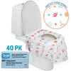 Disposable Toilet Seat Covers for Kids & Adults, 40 Pack - Protect from Public Toilet Germs While Potty Training & More - Extra Large, Waterproof, Portable, Individually Wrapped - Blue/Sports