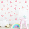 80pcs Pink Heart Shape Wall Stickers for Bedroom Living Room Girls Room Decoration Kids Room Baby Nursery Room Wall Decals Interior Wallpaper PVC Murals