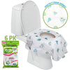 Disposable Toilet Seat Covers for Kids & Adults (6 Pack) - Germ Protect from Public Toilets - Waterproof, Individually-Wrapped, Plastic Lined for No Soak Thru, XL to Cover the WHOLE Toilet - Unisex