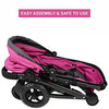 Fash n Kolor Baby Doll Stroller My First Foldable Doll Stroller in Denim Hot Pink Design, Bassinet Stroller with Baby Doll Adjustable Handle, Convertible Seat, Basket, and Free Carriage Bag