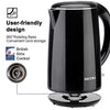 Secura SWK-1701DB The Original Stainless Steel Double Wall Electric Water Kettle 1.8 Quart, Black Onyx