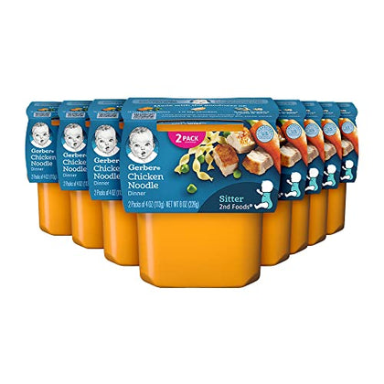 Gerber Baby Food 2nd Foods, Dinner, Chicken Noodle Puree, 4 Ounce Tubs, 2-Pack (Pack of 8)