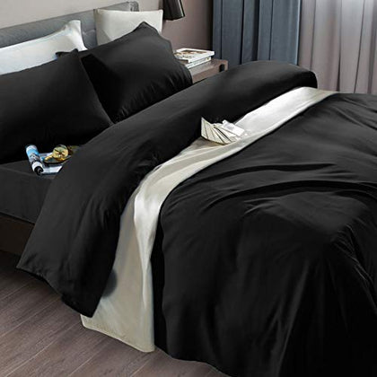 SONORO KATE Bed Sheet Set Super Soft Microfiber 1800 Thread Count Luxury Egyptian Sheets Fit 18-24 Inch Deep Pocket Mattress Wrinkle-4 Piece (Black, Twin)