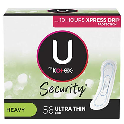 U by Kotex Clean & Secure Ultra Thin Pads, Heavy Absorbency, 56 Count