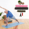 Bikoney Yoga Mat Holder Wall Mount Yoga Mat Storage Home Gym Accessories with Wood Floating Shelves and 4 Hooks for Hanging Foam Roller and Resistance Bands Fitness Home Gym Carbonized Black