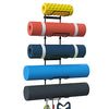 Yoga Mat Holder Wall Mount, Wall Rack Organizer, Storage Foam Roller and Block, with 5 Sectional and 3 Hooks for Hanging Yoga Strap, Resistance Bands at Fitness Class or Home Gym, Decor(Black)