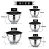 P&P CHEF Stainless Steel Mixing Bowls with Black Lids Set of 5, Nesting Salad Mix Bowl for Mixing/Prepping/Beating, Refrigerator & Dishwasher Safe, Size 4.6, 3, 1.5, 1, 0.7 QT