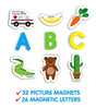 Curious Columbus Magnetic Objects and Letters. Set of 78 Foam Magnets Including 52 Pictures and 26 Uppercase Alphabet Magnets from A-Z. Best Educational Toy for Preschool Learning