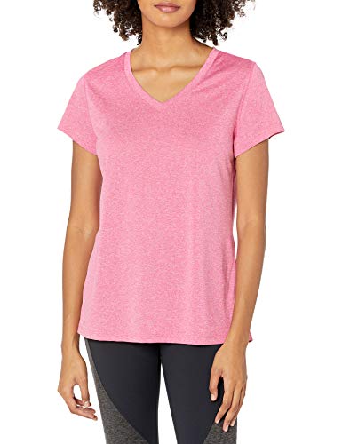 Hanes Women's Sport Performance V-Neck Tee, Amaranth Heather, Small