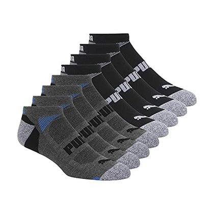 PUMA Men's 8 Pack Low Cut Socks, Steel Grey/Black, 10-13