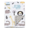 BORITAR Baby Blanket for Boys Soft Minky with Double Layer Dotted Backing, Cute Animals Printed 30 x 40 Inch Receiving Blanket