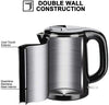 Secura Stainless Steel Double Wall Electric Kettle Water Heater for Tea Coffee w/Auto Shut-Off and Boil-Dry Protection, 1.0L (Black)