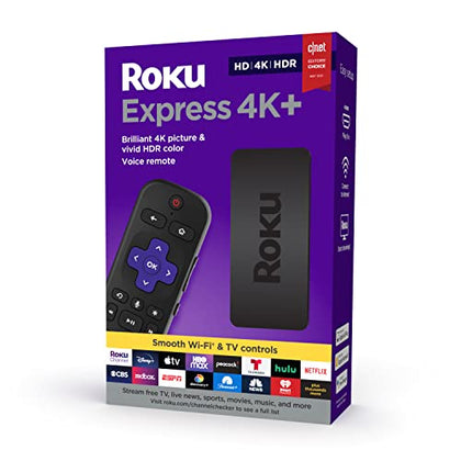 Roku Express 4K+ | Roku Streaming Device 4K/HDR, Roku Voice Remote, Free & Live TV