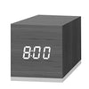 JALL Digital Alarm Clock, with Wooden Electronic LED Time Display, Dual Alarm, 2.5-inch Cubic Small Mini Wood Made Electric Clocks for Bedroom, Bedside, Desk, Black