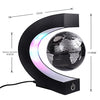 Floating Globe with Colored LED Lights C Shape Anti Gravity Magnetic Levitation Rotating World Map for Children Gift Home Office Desk Decoration (Black, with Switch)