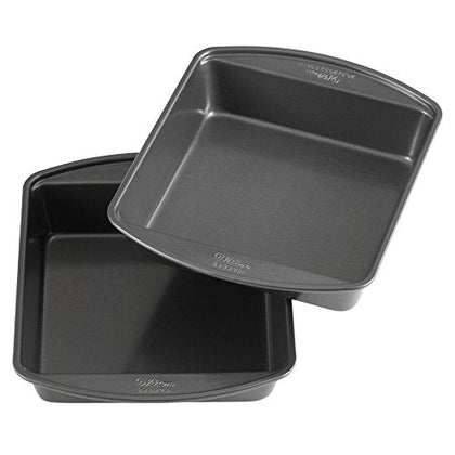 Wilton Perfect Results Premium Non-Stick 8-Inch Square Cake Pans, Set of 2, Steel Bakeware Set