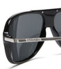 Carrera Cool/S Polarized Pilot Sunglasses, Black and Palladium Frame/Grey Lens, 65 mm