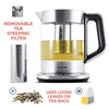 Vianté Hot Tea Maker Electric Glass Kettle with tea infuser and temperature control. Automatic Shut off. Brewing Programs for your favorite teas and Coffee.