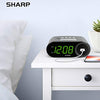 SHARP Digital Easy to Read Alarm Clock with 2 AMP High-Speed USB Charging Power Port - Charge Your Phone, Tablet with a high Speed Charge! Simple, Easy to Use Operation, Black - Green LEDs