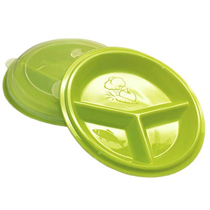 Rehabilitation Advantage 3 Compartment Portion Plate with Lid (Set of 2)