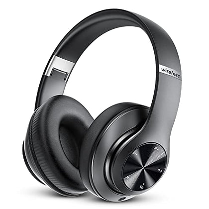 Tuitager Bluetooth Headphones Over-Ear, 60 Hours Playtime Foldable Lightweight Wireless Headphones Hi-Fi Stereo with 6 EQ Modes, Bass Adjustable Headset with Built-in HD Mic, FM, SD/TF for PC/Home-