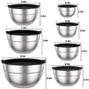 TAEVEKE 7PCS Mixing Bowls with Lids Set, Stainless Steel Nesting Mixing Bowl Set for Baking, Mixing, Serving & Prepping, Set of 7-5, 3.5, 2.5, 2, 1.5, 1, 0.67QT (Black)