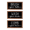 LIBWYS Bathroom Sign & Plaque (Set of 3) Wash Your Hands Brush Your Teeth Comb Your Hair Decorative Rustic Wood Farmhouse Bathroom Wall Decor (Black)