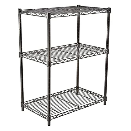 Amazon Basics 3-Shelf Narrow Adjustable, Heavy Duty Storage Shelving Unit (250 lbs loading capacity per shelf), Steel Organizer Wire Rack, Black, 23.2