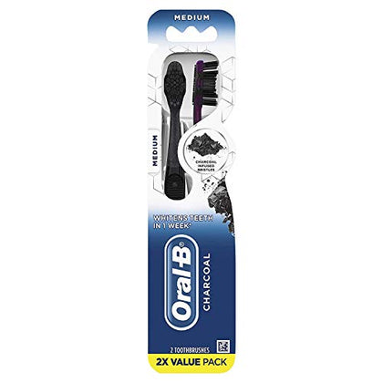 Oral-B Charcoal Toothbrushes, Medium 2ct