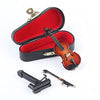 Dselvgvu Wooden Miniature Violin with Stand,Bow and Case Mini Musical Instrument Miniature Dollhouse Model Home Decoration (3.15