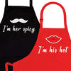 Nomsum Aprons for Couples | Her Spicy & His Hot Apron Set | Premium Quality Kitchen Aprons | Perfect for Weddings, Engagements, Anniversaries and Bridal Showers | 2-Piece, One Size Fits All