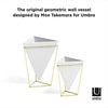 Umbra - 1004372-524 Trigg Desktop Planter Vase & Geometric Container-for Succulent, Air, Mini Cactus, Faux Plants and More, Desk, White/Brass