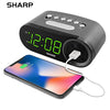 SHARP Digital Easy to Read Alarm Clock with 2 AMP High-Speed USB Charging Power Port - Charge Your Phone, Tablet with a high Speed Charge! Simple, Easy to Use Operation, Black - Green LEDs