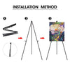 Portable Artist Easel Stand 63 Inches - Black Picture Stand Painting Easel with Bag - Table Top Art Drawing Easels for Painting Canvas, Wedding Signs, Poster, Tabletop Easels Display Metal Tripod