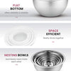 FineDine 5 Deep Nesting Mixing Bowls with Lids for Kitchen Storage , Cooking Food, Baking, Breading, Salad or Meal Prep - Silver Stainless Steel - Large