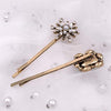 4PCS Vintage Rhinestone Pearl Bobby Pins Decorative Hair Slides Clips Accessories Women