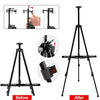 T-Sign 72 Inch Tall Folding Easel Stand for Display, Aluminum Metal Tripod Art Easel Adjustable Height from 22 to 72 - Instant Poster Easels for Painting Canvas - Floor Standing Easel, Black with Bag