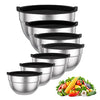 TAEVEKE 7PCS Mixing Bowls with Lids Set, Stainless Steel Nesting Mixing Bowl Set for Baking, Mixing, Serving & Prepping, Set of 7-5, 3.5, 2.5, 2, 1.5, 1, 0.67QT (Black)