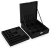 Sodynee Two-Layer Lint Jewelry Box Organizer Display Storage Case with Lock, Black