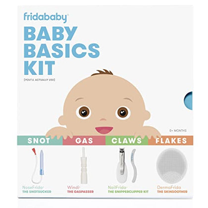 Frida Baby Baby Basics Kit|Includes NoseFrida, NailFrida, Windi, DermaFrida + Silicone Carry Case