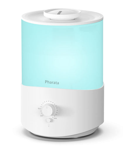 Pharata Humidifiers for Bedroom Large Room, 2.5L Cool Mist Humidifier with Essential Oil Diffuser, Top Fill Humidifier for Baby, Home, Plant, Ultrasonic Humidification for whole house, Auto Shut-Off